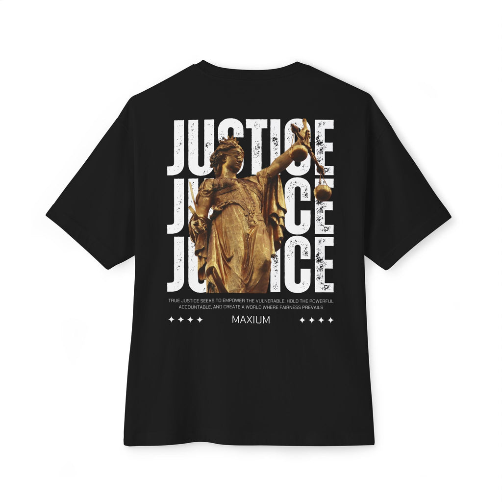 Justice Graphic Tee — Vintage Statue Justice Boxy T‑Shirt