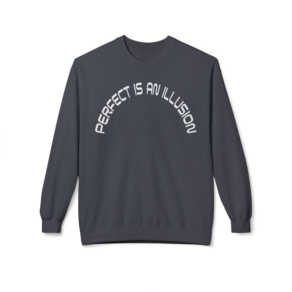 Crewneck Sweatshirt — "Perfect Is An Illusion" Abstract Face Graphic
