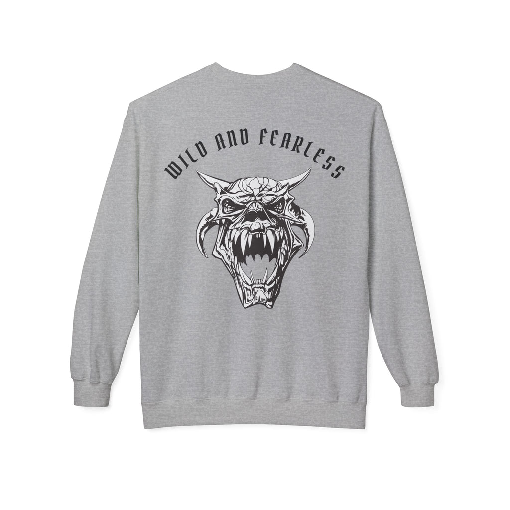 Wild and Fearless Crewneck Sweatshirt — Fierce Roaring Cat Graphic