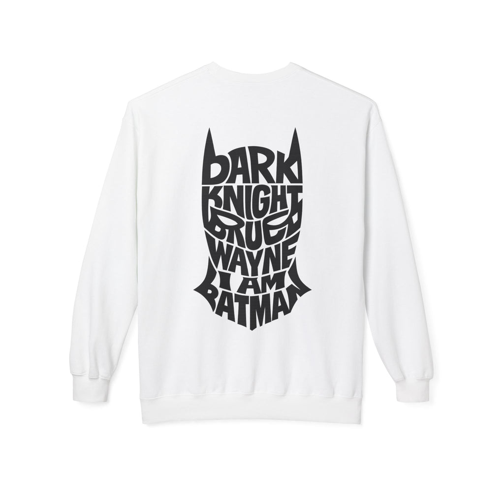Batman Crewneck Sweatshirt — 'The Batman' Front Logo & Dark Knight Typographic Back