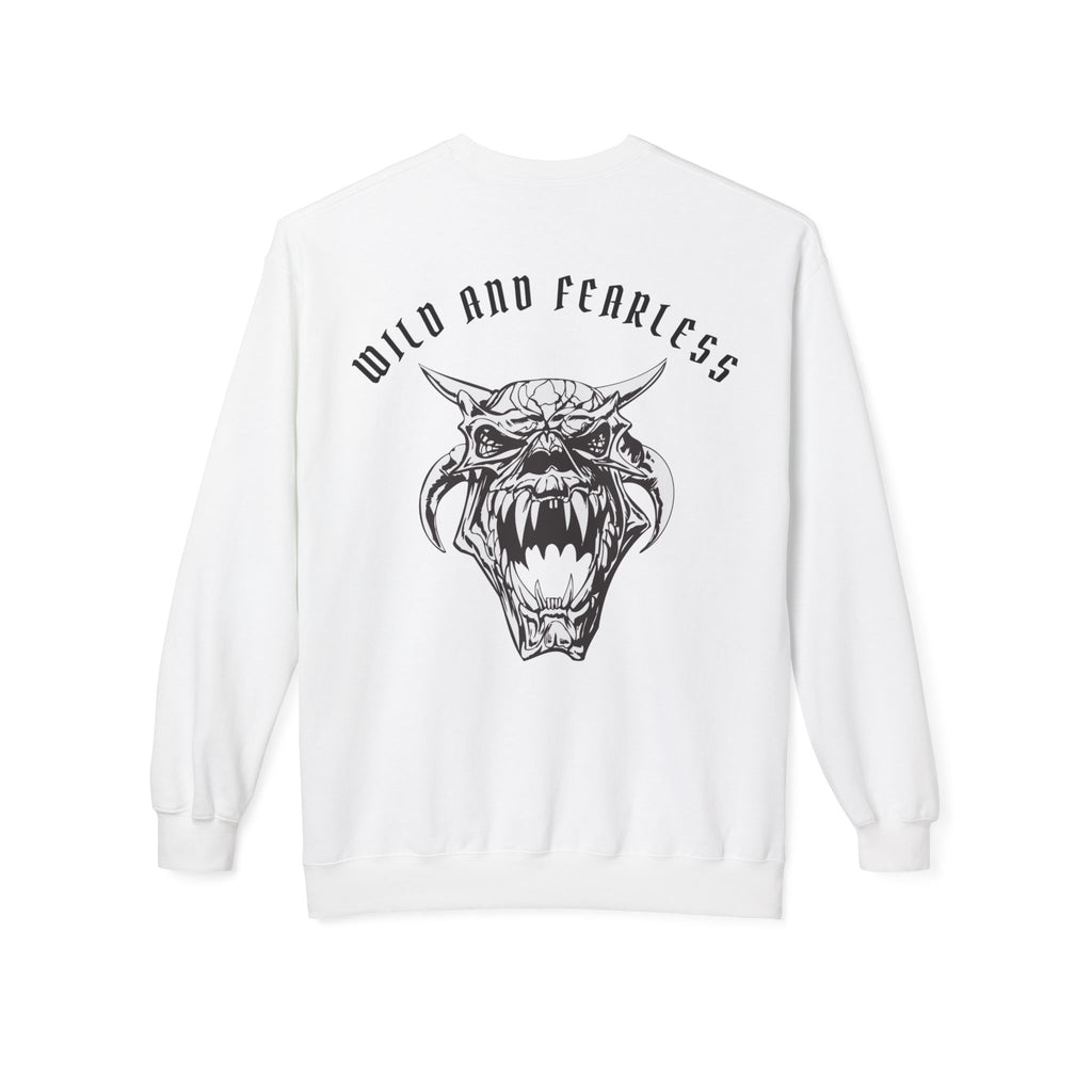 Wild and Fearless Crewneck Sweatshirt — Fierce Roaring Cat Graphic