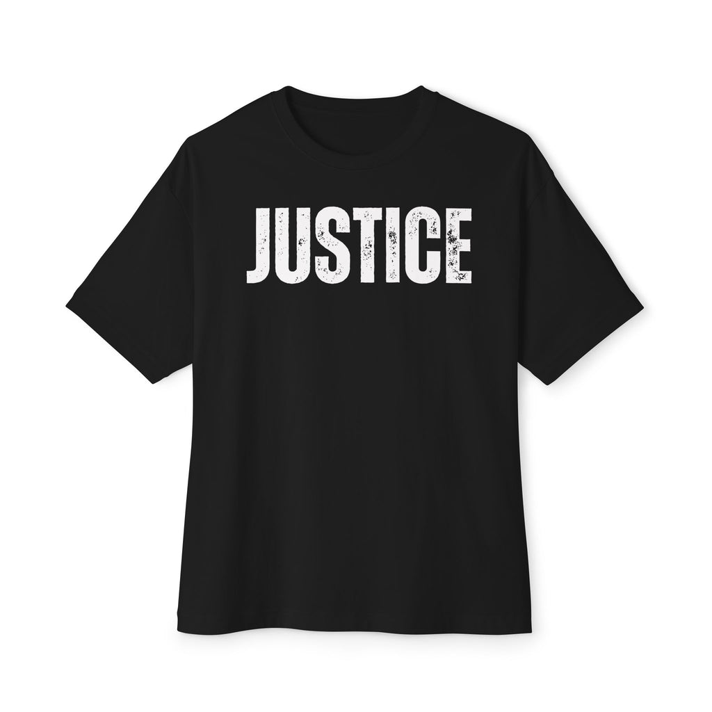 Justice Graphic Tee — Vintage Statue Justice Boxy T‑Shirt