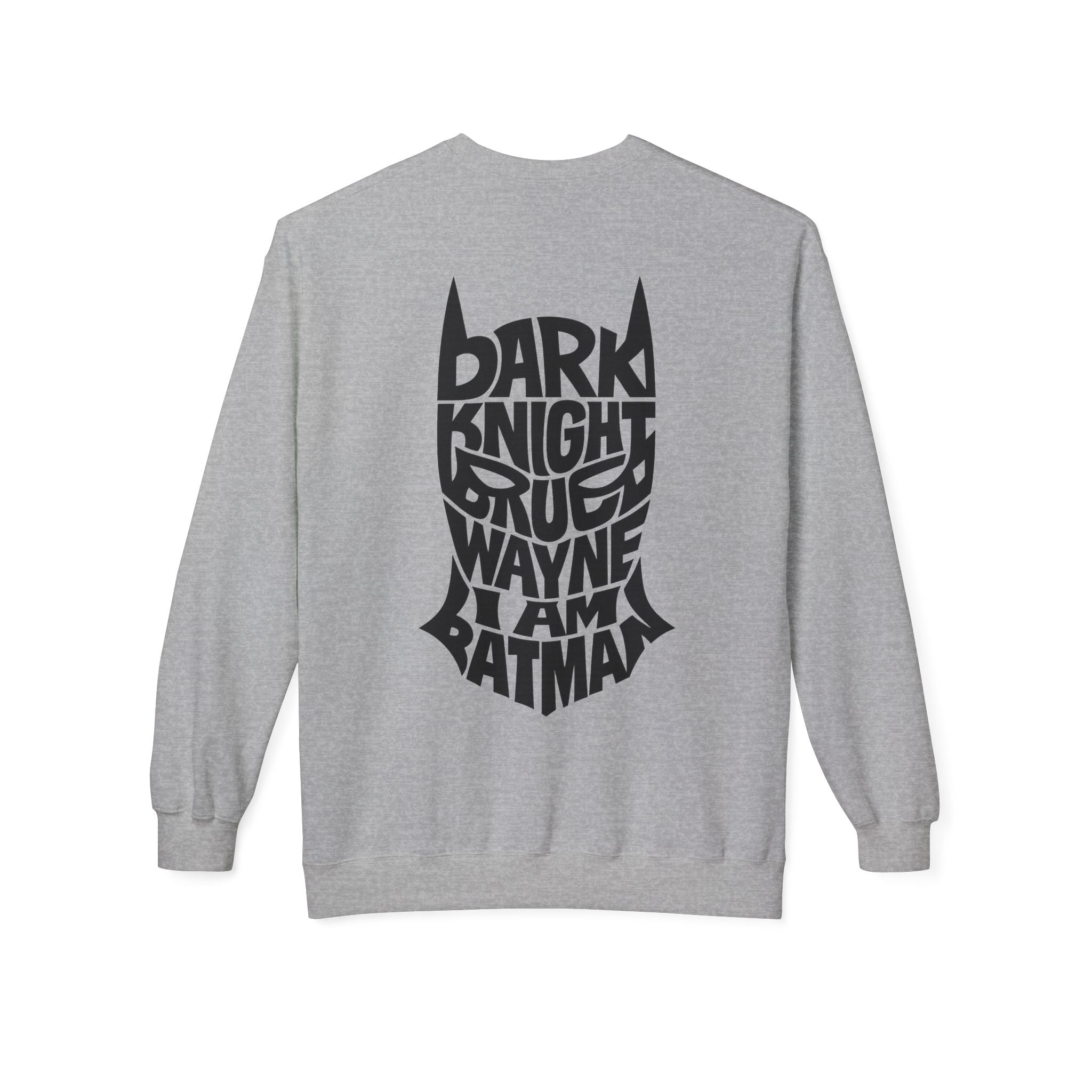 Batman Crewneck Sweatshirt — 'The Batman' Front Logo & Dark Knight Typographic Back