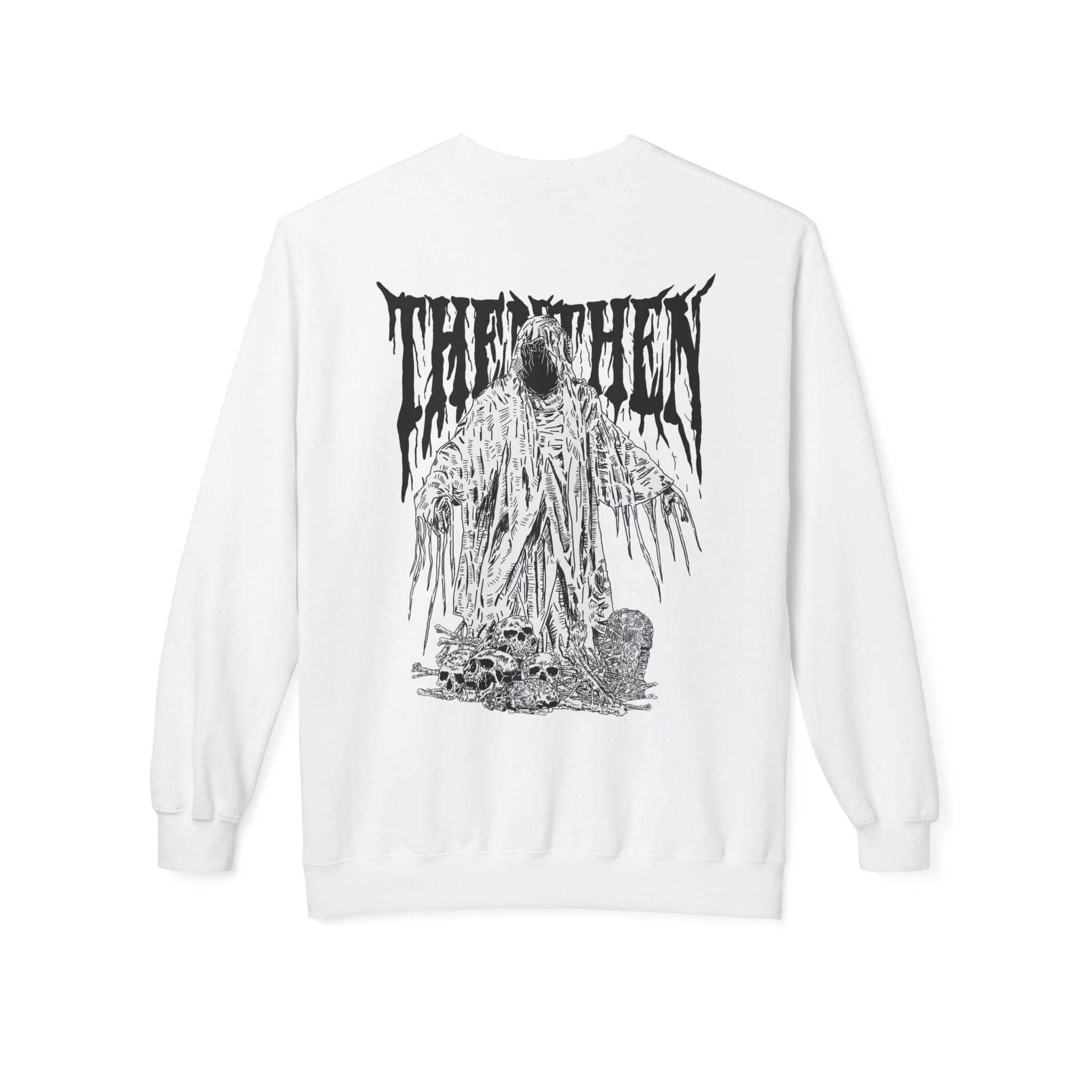 Horror Graphic Crewneck Sweatshirt — 'They' Grim Reaper Back Print