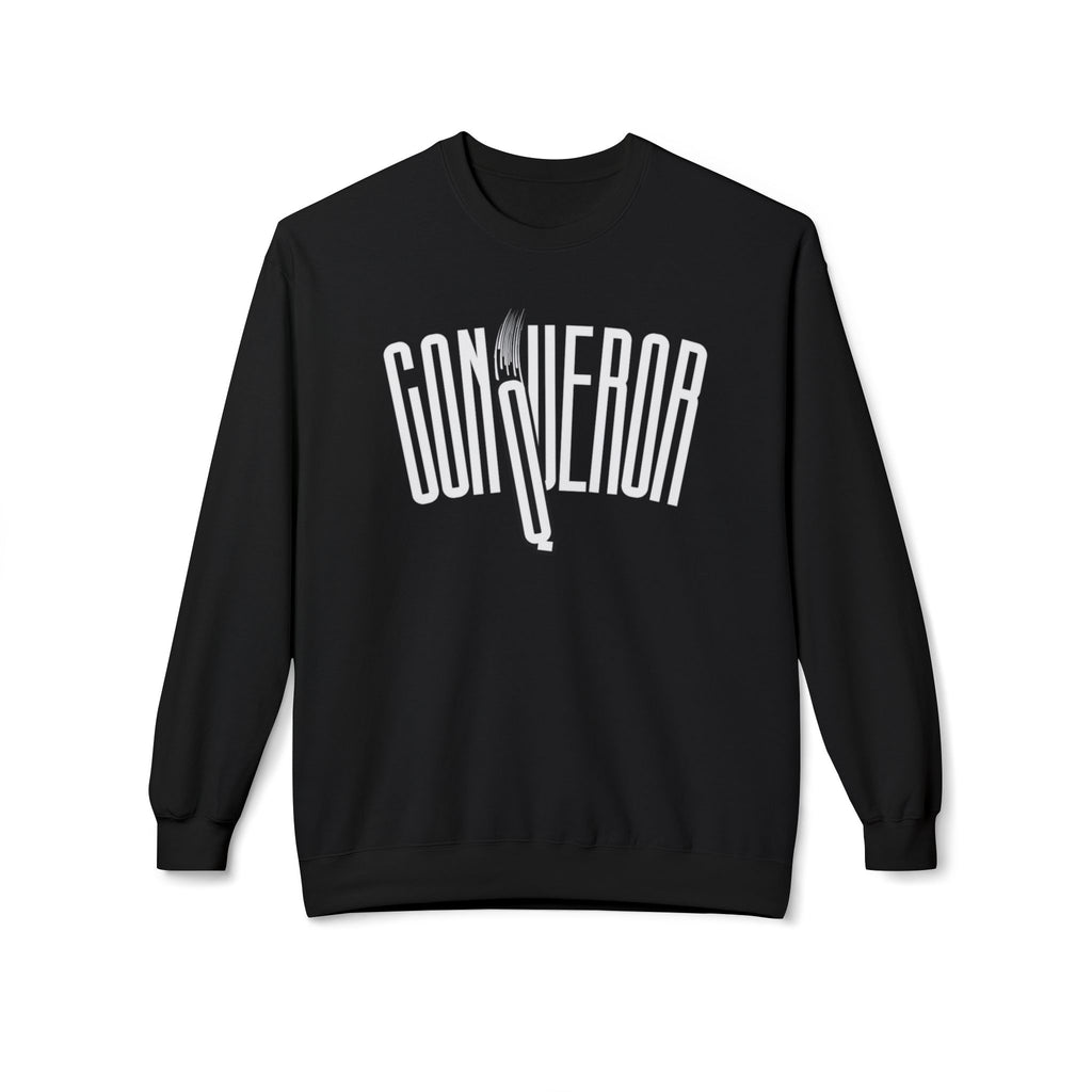 Conqueror Graphic Sweatshirt — Retro Glitch Art Crewneck