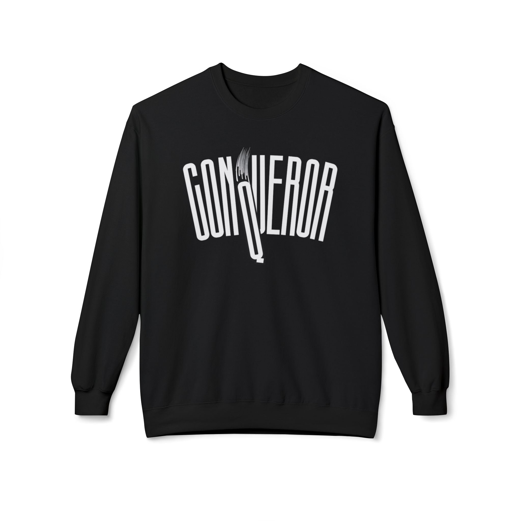 Conqueror Graphic Sweatshirt — Retro Glitch Art Crewneck