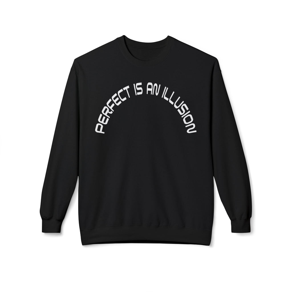 Crewneck Sweatshirt — "Perfect Is An Illusion" Abstract Face Graphic
