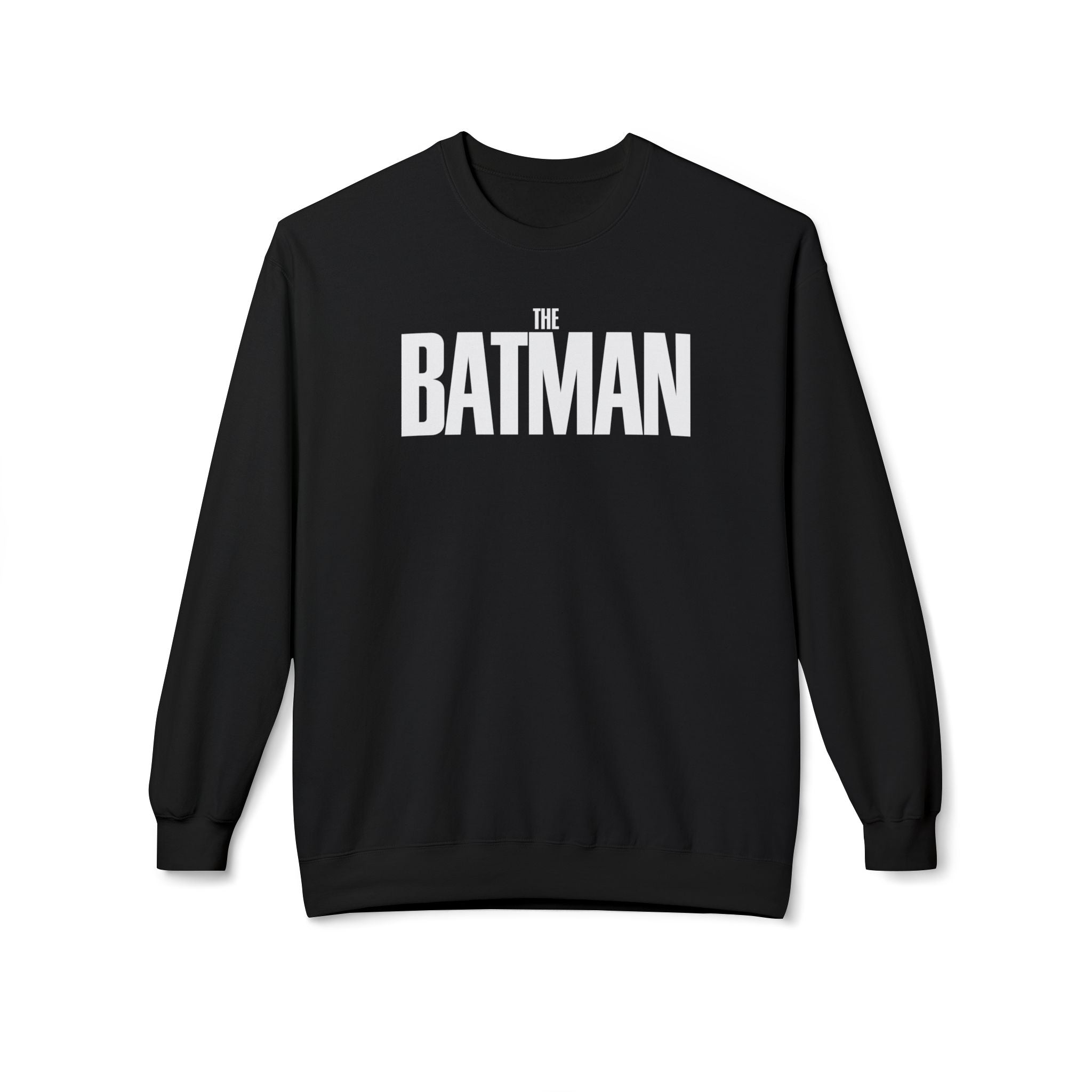 Batman Crewneck Sweatshirt — 'The Batman' Front Logo & Dark Knight Typographic Back