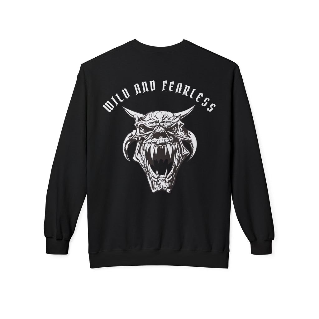 Wild and Fearless Crewneck Sweatshirt — Fierce Roaring Cat Graphic