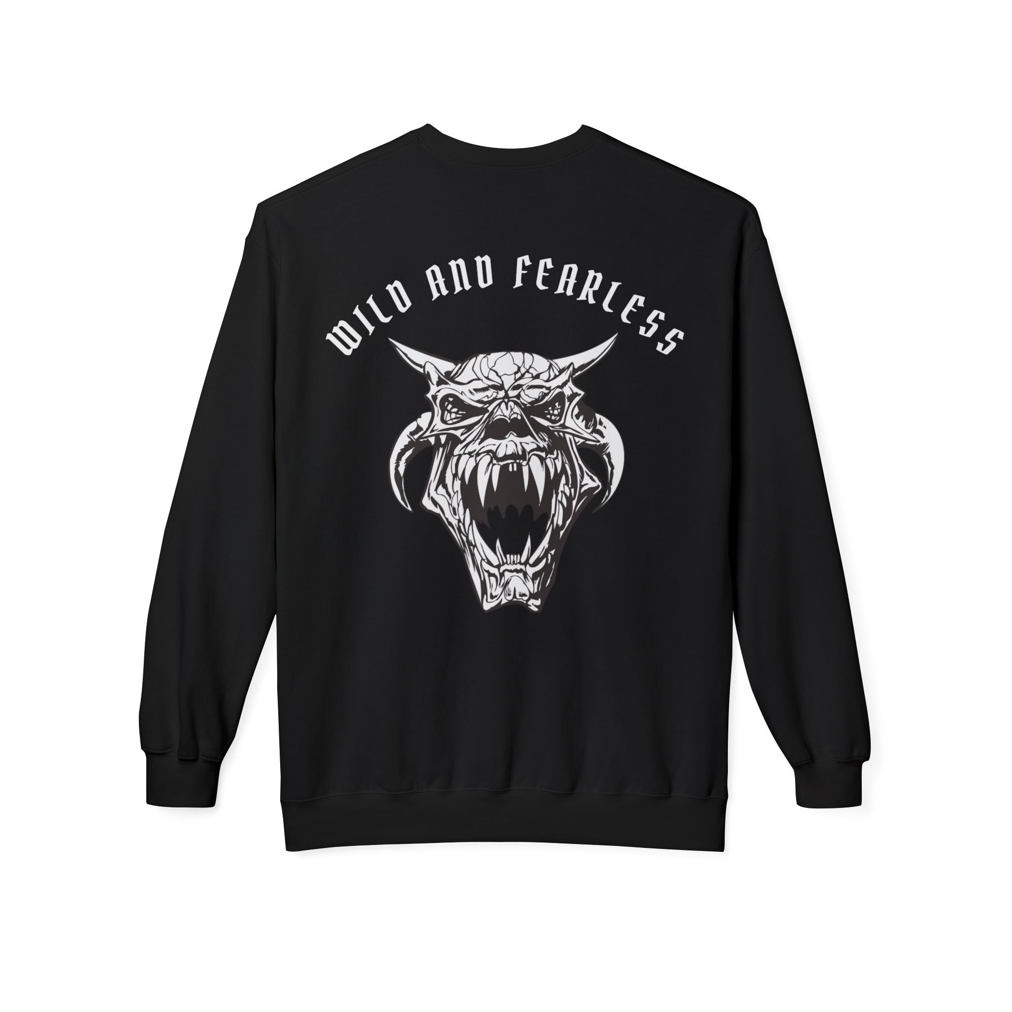 Wild and Fearless Crewneck Sweatshirt — Fierce Roaring Cat Graphic