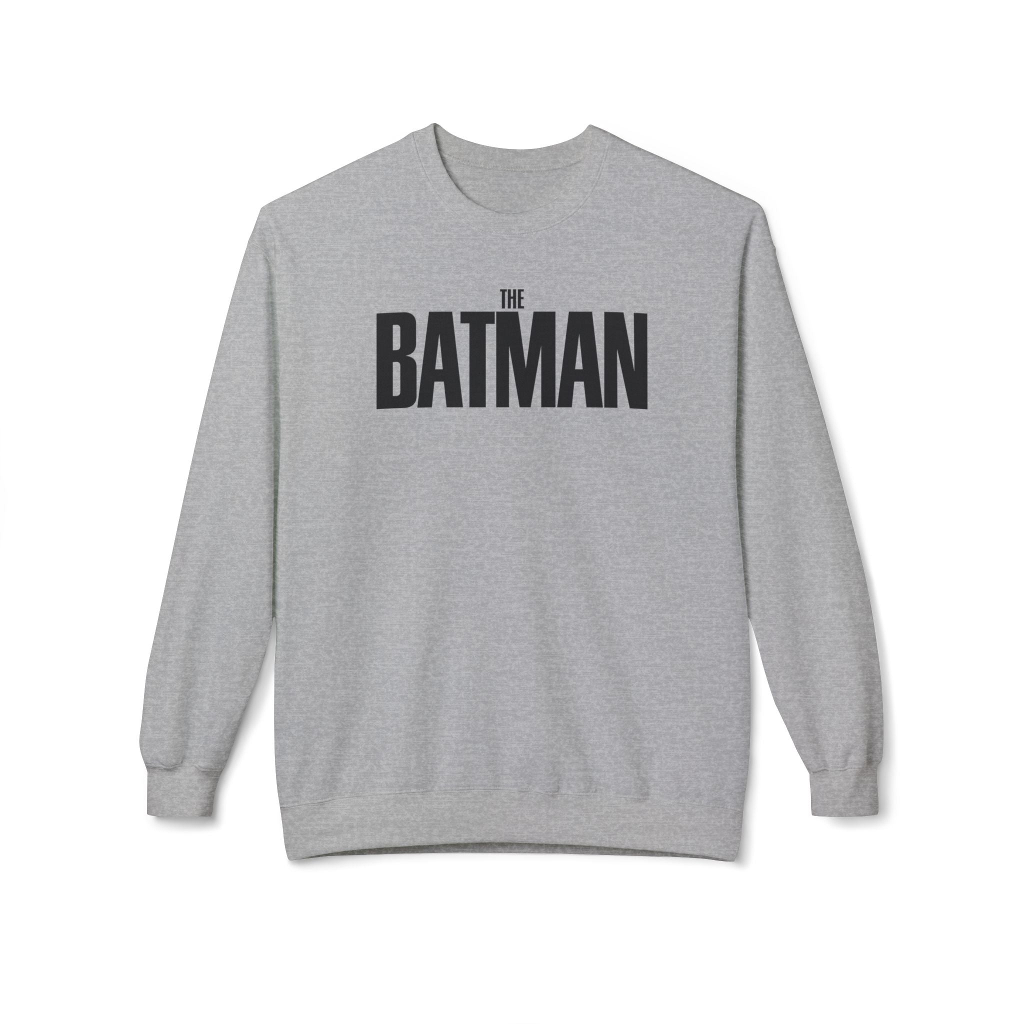 Batman Crewneck Sweatshirt — 'The Batman' Front Logo & Dark Knight Typographic Back