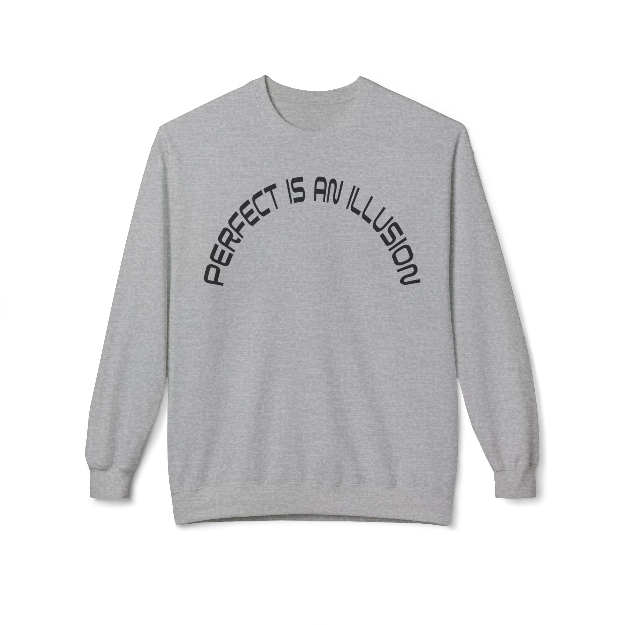 Crewneck Sweatshirt — "Perfect Is An Illusion" Abstract Face Graphic