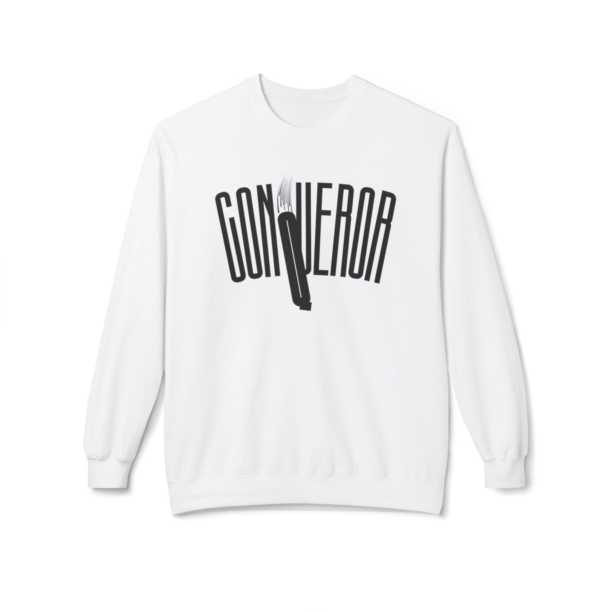 Conqueror Graphic Sweatshirt — Retro Glitch Art Crewneck