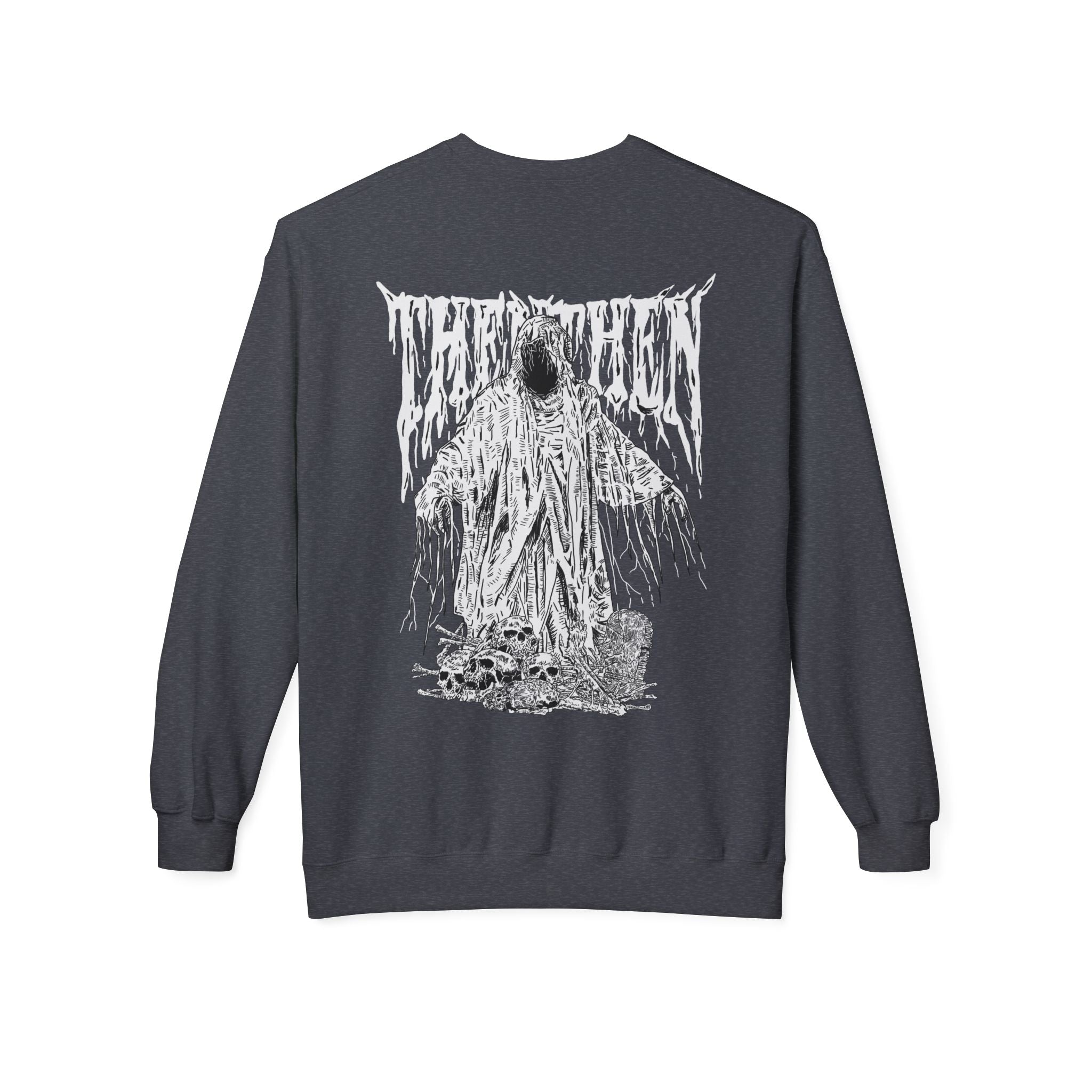 Horror Graphic Crewneck Sweatshirt — 'They' Grim Reaper Back Print