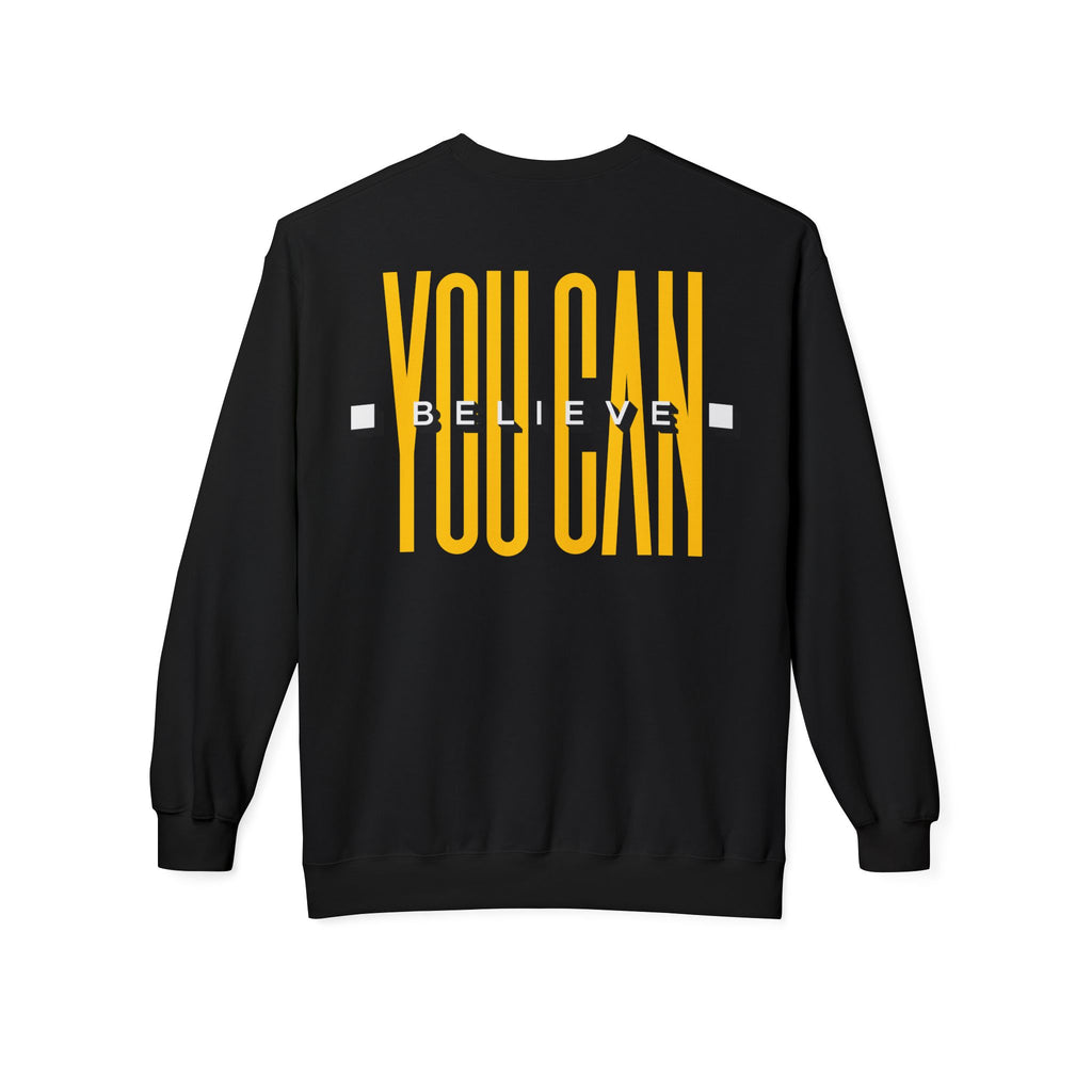 Motivational Crewneck Sweatshirt — "Believe You Can" Minimal Logo