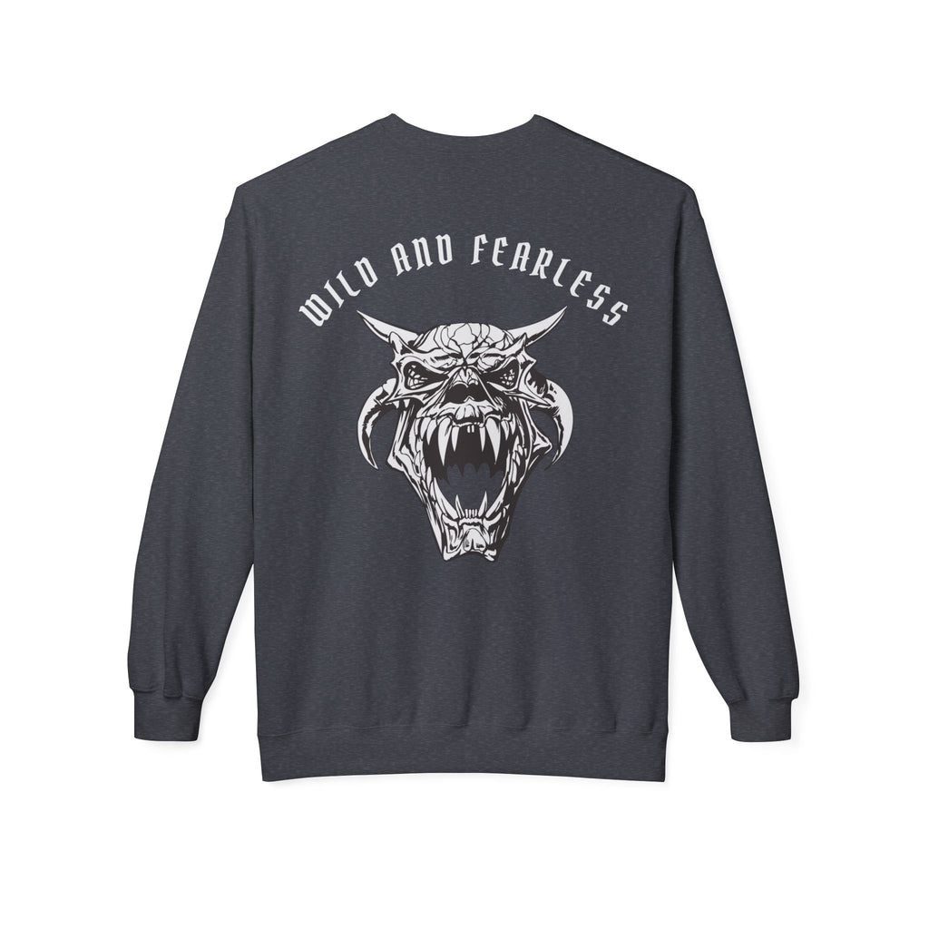 Wild and Fearless Crewneck Sweatshirt — Fierce Roaring Cat Graphic