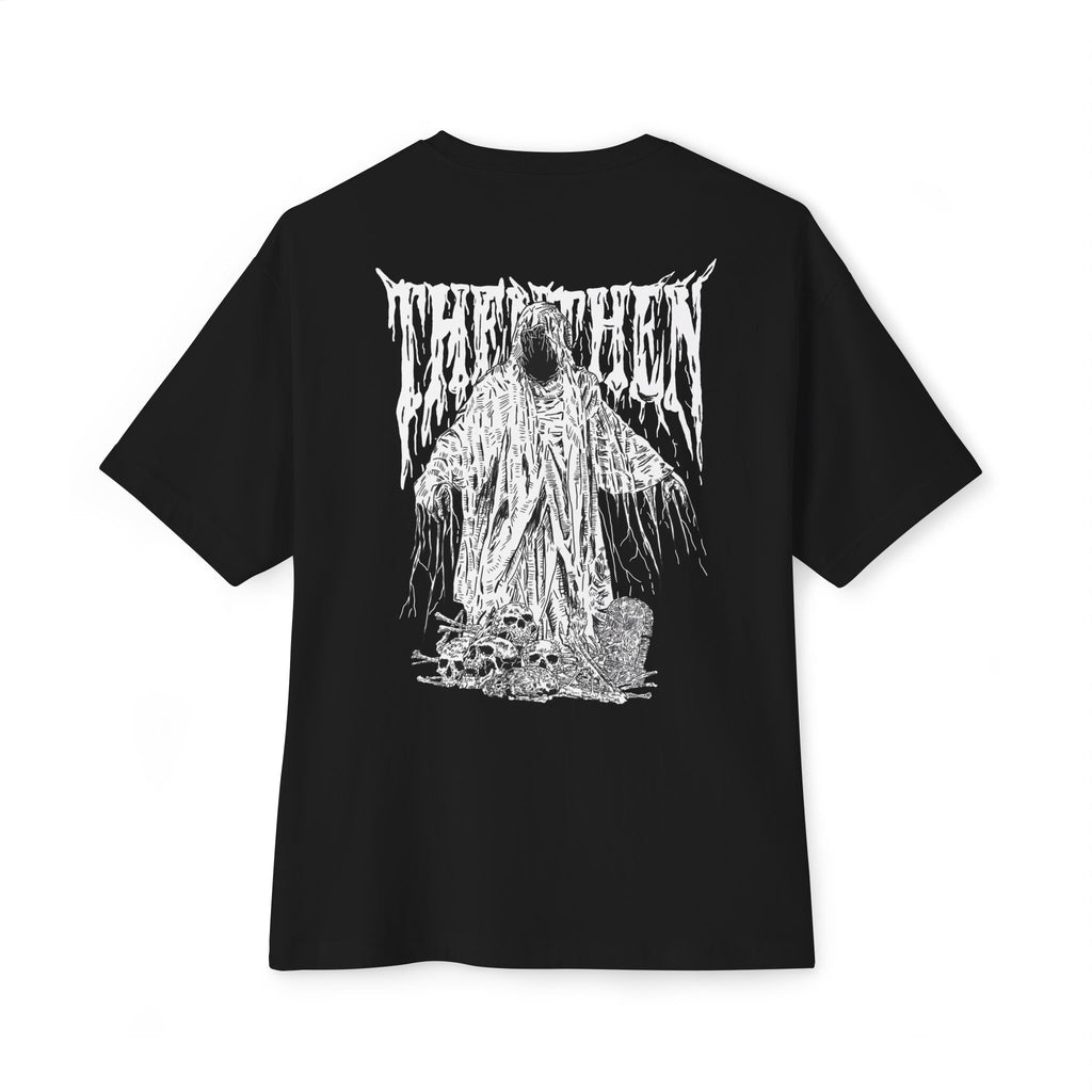 Boxy Tee — Gothic Grim Reaper Back Print T-Shirt