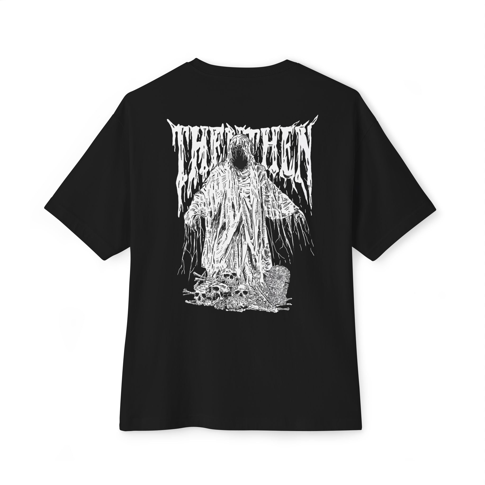 Boxy Tee — Gothic Grim Reaper Back Print T-Shirt