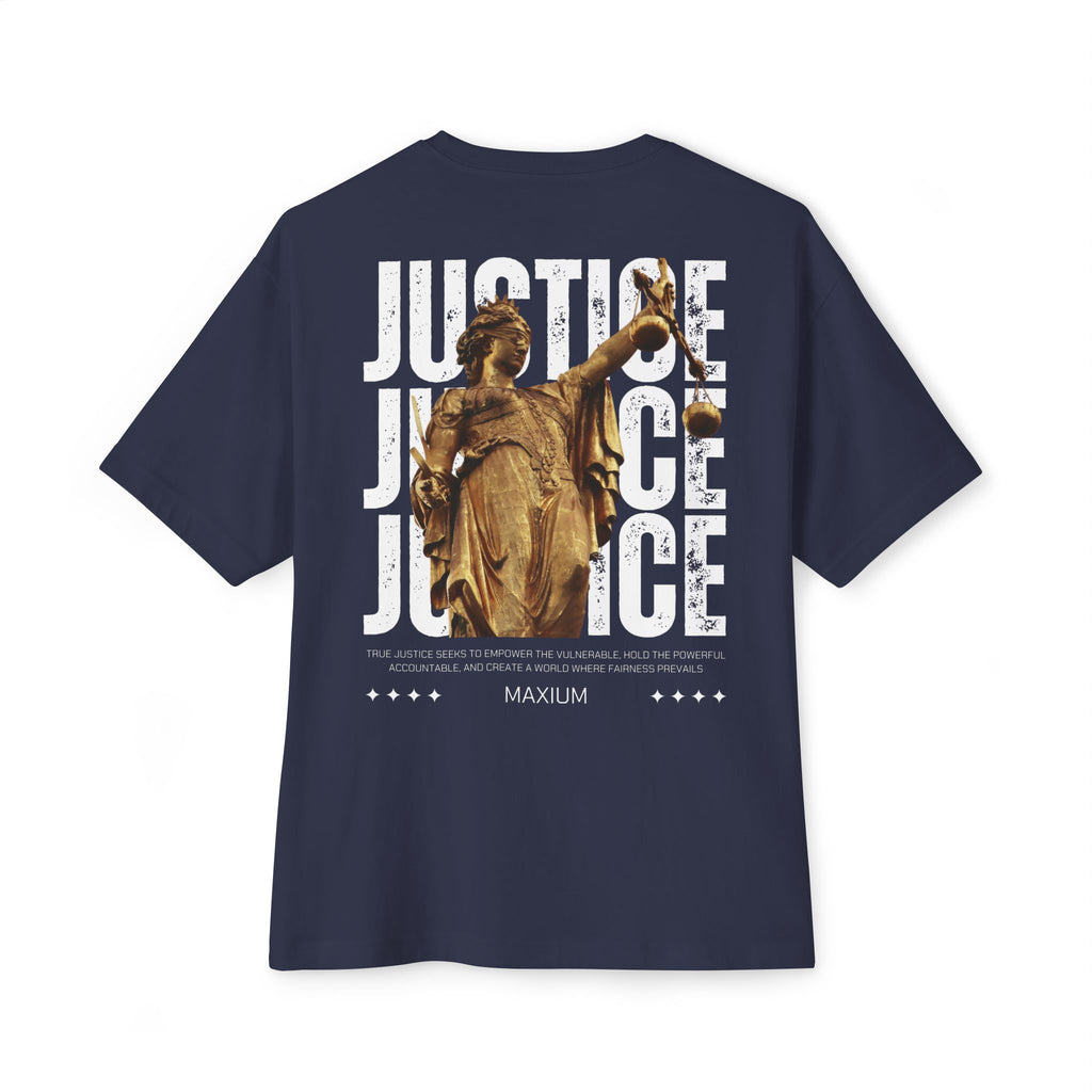 Justice Graphic Tee — Vintage Statue Justice Boxy T‑Shirt
